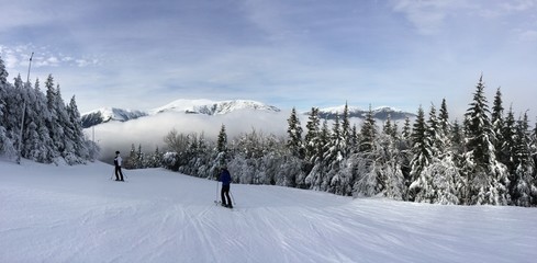 Snowy slope in the mountains