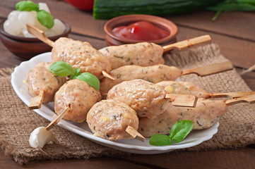 Kebab of minced chicken with dill and parsley