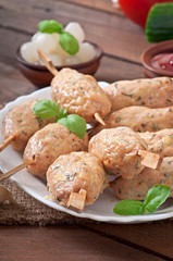 Kebab of minced chicken with dill and parsley