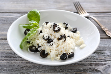 risotto with slices of black olives