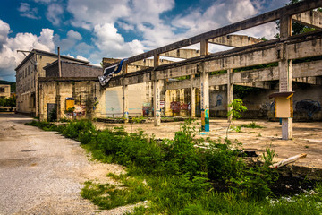 Graffiti on the ruins of an old building in Glen Rock, Pennsylva