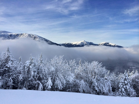 Snowy slope in the mountains