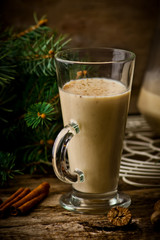 egg nog on a rustic background
