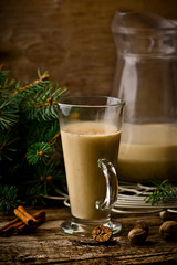 egg nog on a rustic background