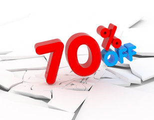 70 percent discount icon on white background