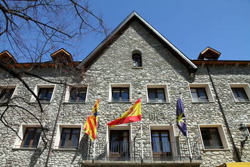 Town hall,Benasque medieval village,Pyrenees Huesca,, Spain