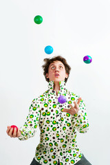 Juggler Juggling Multicolor Balls