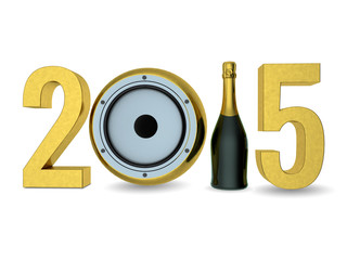 2015 Happy New Year with champagne and speaker
