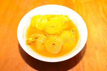 curry hot and sour of tamarind with fish and vegetable bamboo, t