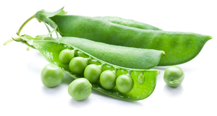 Fresh peas are contained within a pod.