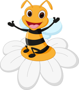 Bee cartoon on flower