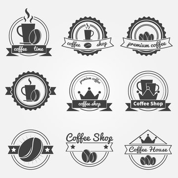 Set of coffee shop logos or vintage vector labels