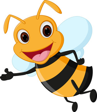 Flying bee cartoon presenting