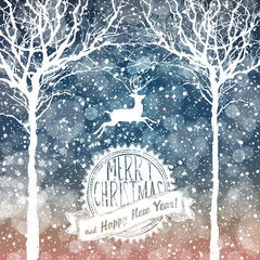 Fototapeta premium Falling Snow. Merry Christmas Background with Text