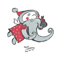 Hand-Drawn Santa on white