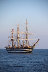 Fototapeta na wymiar beautiful Italian sailing ship on the high seas