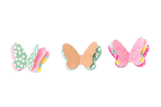 DIY paper Butterfly on White Isolate Background