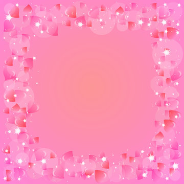 Festive background with hearts on Valentine's day. February 14