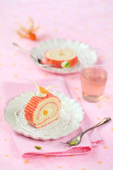 Two pieces of Deco Swiss Roll Cake