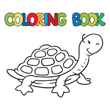 Coloring book of little funny turtle