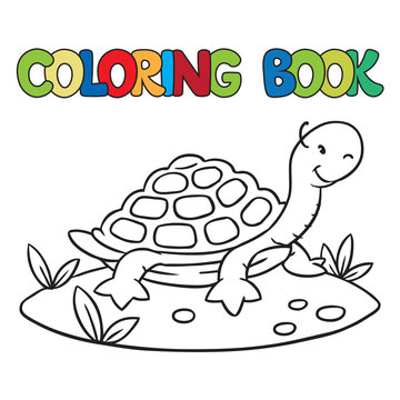 Coloring book of little funny turtle