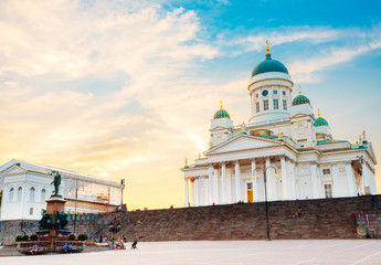 Helsinki Cathedral, Helsinki, Finland. Summer Sunset Evening