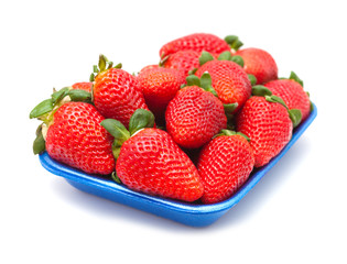 packed strawberries isolated on white