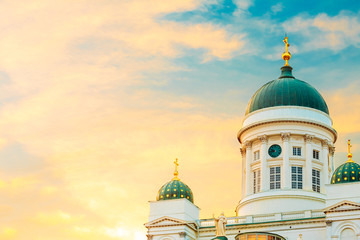 Helsinki Cathedral, Helsinki, Finland. Summer Sunset Evening