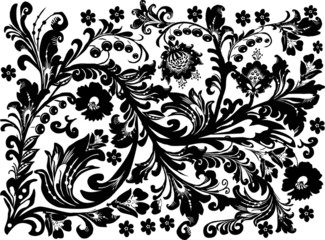 black isolated traditional flower decoration