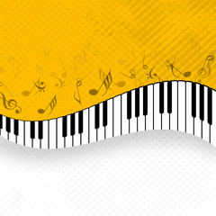 Stylish piano with musical notes. © Abdul Qaiyoom