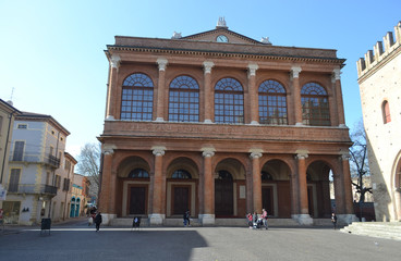 Fototapeta na wymiar Old medieval buildings on Piazza Cavour