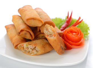 Fried Chinese Traditional Spring rolls food