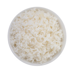 bowl full of rice on white background
