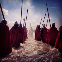 wariors walking in the water