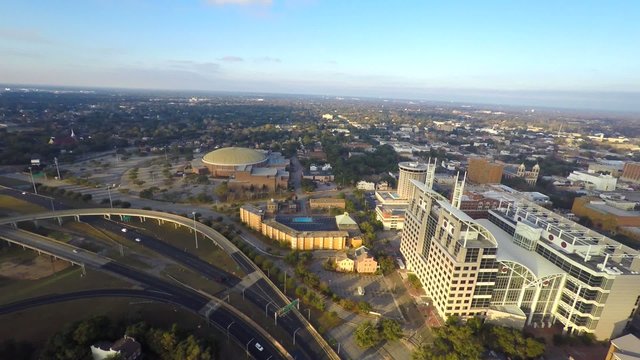Aerial video Downtown Mobile Alabama
