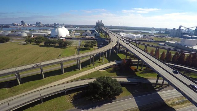 Aerial video of the Mississippi River Bridge