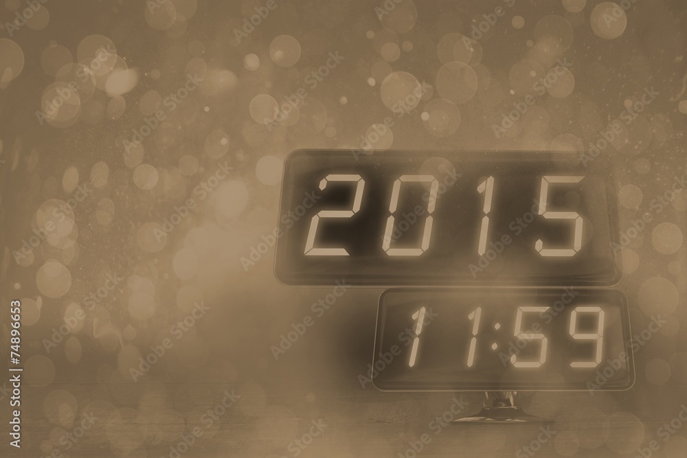 Poster Composite image of clock on a minute to midnight