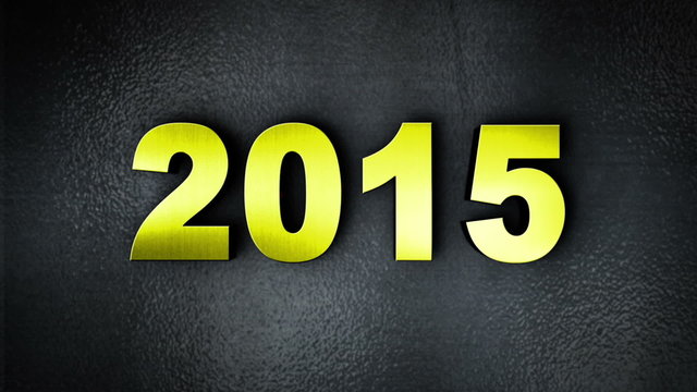 2015 New Year Gold Number in Metal Door Gate