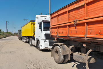 Trucks with grain