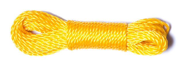 Nylon Yellow Rope in White background
