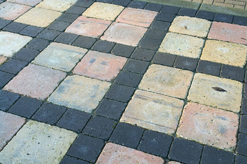 Details of  gray stone brown garden tiles