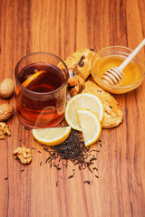 black tea with lemon and honey