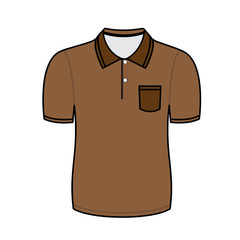Brown polo shirt outline on white background