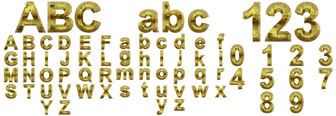 Yellow gold or golden fonts isoalted