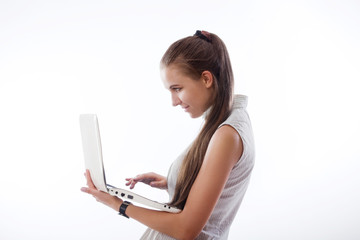  woman  working on laptop