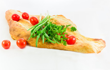 Shotis puri - traditional Georgian bread with vegetables isolate
