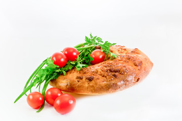 Georgian dish: achma khachapuri with summer vegetables