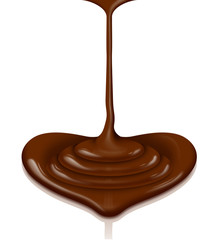 Chocolate heart-shaped flow with clipping path