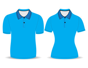 polo shirt men and woman outline on white background
