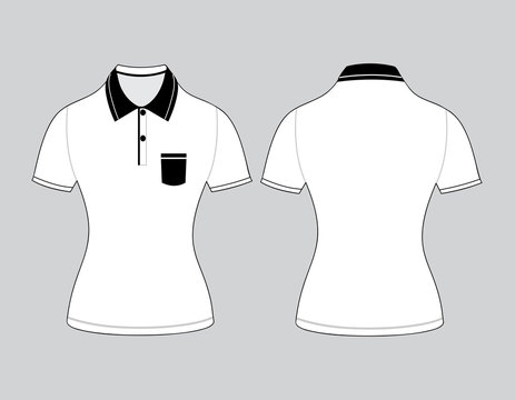 polo woman shirt design templates (front and back views). Vector